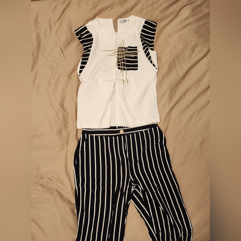 Striped Black and White Women's Pants